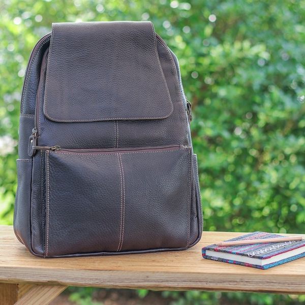 Alternate image for Handcrafted Travel-Friendly Chocolate Leather Backpack Adventurer Days in Chocolate