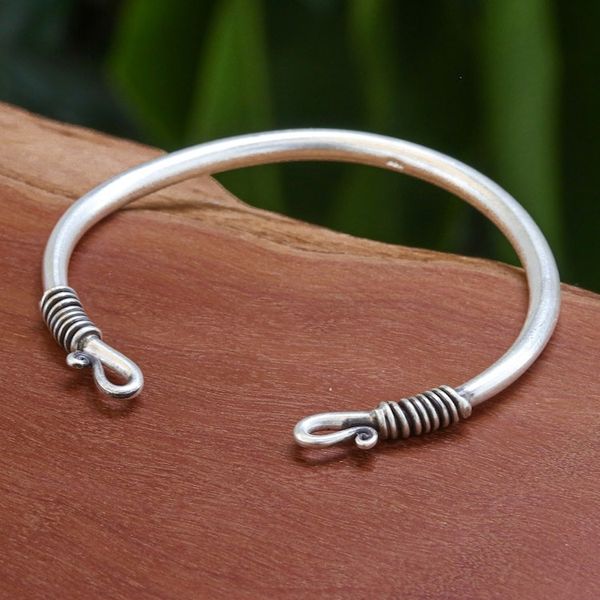 Alternate image for Polished Sterling Silver Cuff Bracelet Crafted in Thailand Sophisticated Harmony