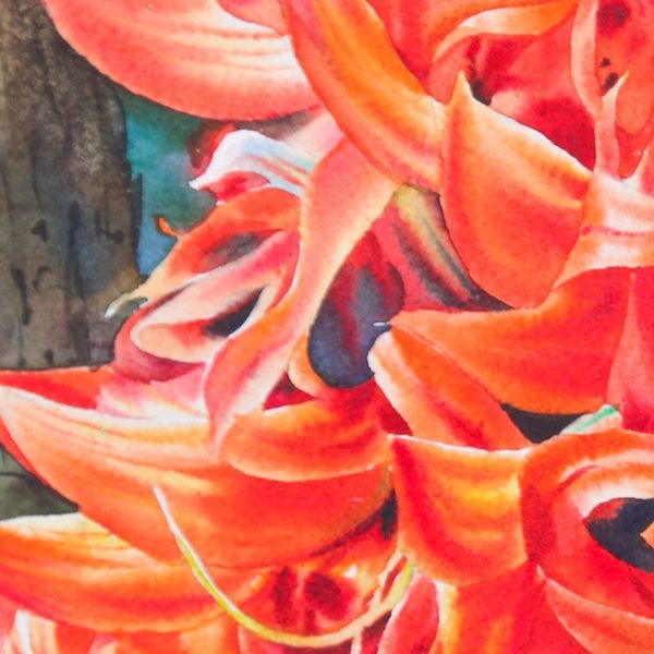 Alternate image for Signed Stretched Impressionist Watercolor Painting of Tree Bastard Teak