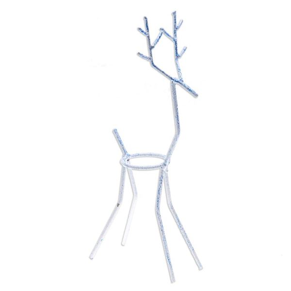 Alternate image for Handcrafted Iron Reindeer Tealight Holder in White and Blue Winter Reindeer in Blue