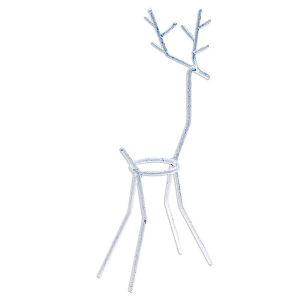 Alternate image for Handcrafted Iron Reindeer Tealight Holder in White and Blue Winter Reindeer in Blue