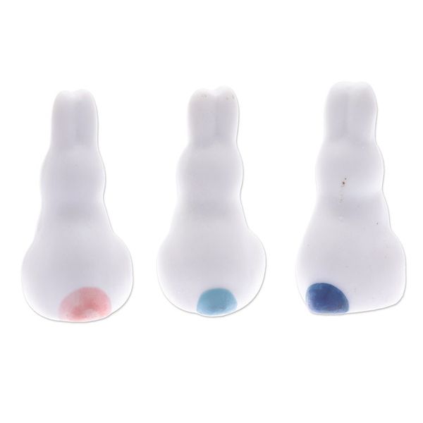 Alternate image for Set of 3 Ceramic Figurines of Pink and Blue Bunnies Sweet Reunion