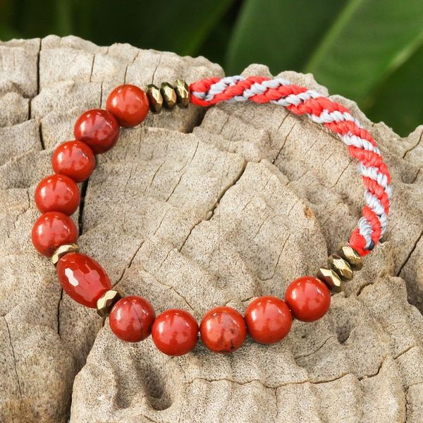 Alternate image for Multi-Gemstone Beaded Stretch Bracelet in Red and Grey Hues Balance Crown