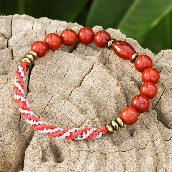 Alternate image for Multi-Gemstone Beaded Stretch Bracelet in Red and Grey Hues Balance Crown