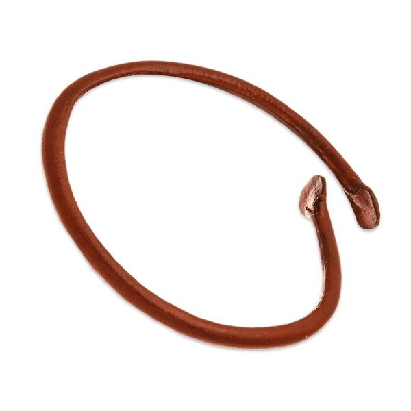 Alternate image for Unisex Brown Dyed Leather Cuff Bracelet Handmade in Thailand Young Bud in Brown