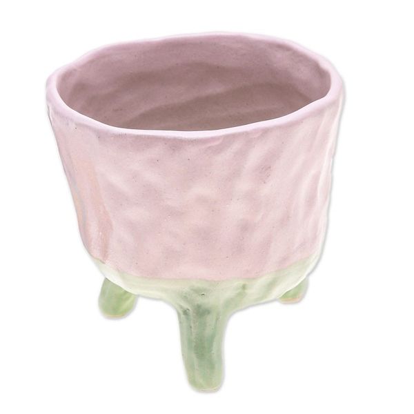 Alternate image for Handcrafted Ceramic Pink Flower Pot with Three-Legged Design Pink Sprout