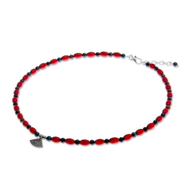 Alternate image for Hill Tribe Howlite and Jasper Pendant Necklace Modern Tribal