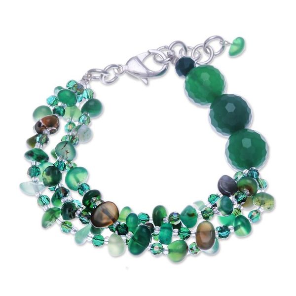 Alternate image for Green-Toned Chalcedony and Glass Beaded Strand Bracelet Thoughtful Jewels
