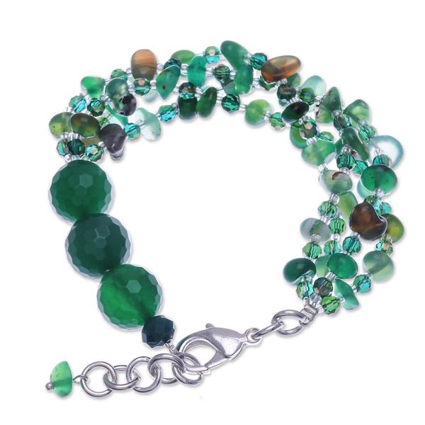 Alternate image for Green-Toned Chalcedony and Glass Beaded Strand Bracelet Thoughtful Jewels