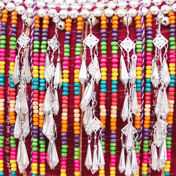 Alternate image for Handcrafted Burgundy Cotton Shoulder Bag with Colorful Beads Sunset Customs