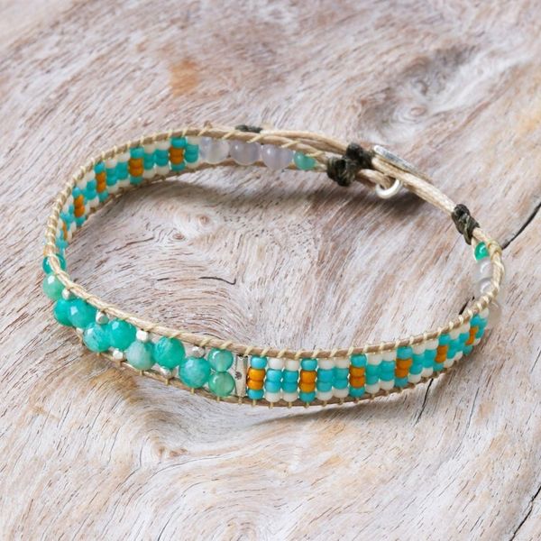 Alternate image for Beaded Wristband Bracelet with Amazonite and Chalcedony Colorful Dream