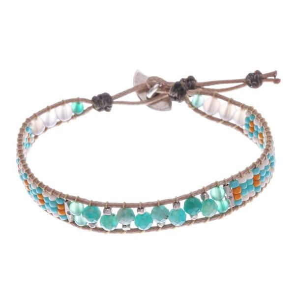 Alternate image for Beaded Wristband Bracelet with Amazonite and Chalcedony Colorful Dream