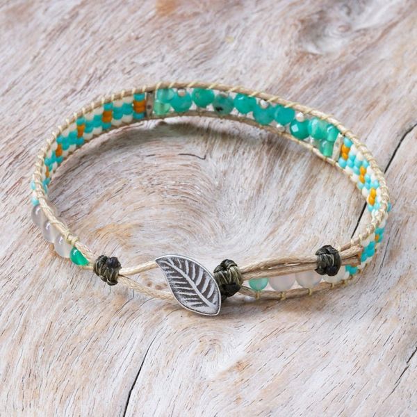 Alternate image for Beaded Wristband Bracelet with Amazonite and Chalcedony Colorful Dream