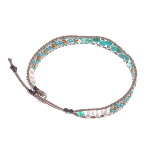 Alternate image for Beaded Wristband Bracelet with Amazonite and Chalcedony Colorful Dream