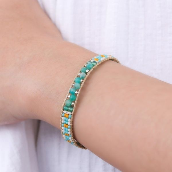 Alternate image for Beaded Wristband Bracelet with Amazonite and Chalcedony Colorful Dream