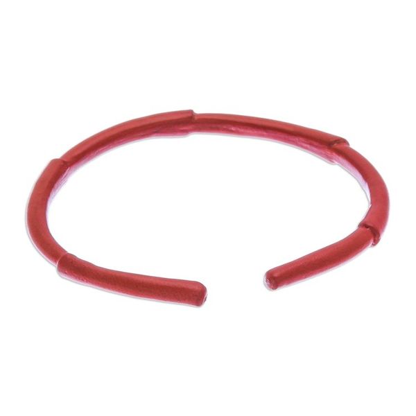 Alternate image for Bamboo-Inspired Adjustable Red Leather Cuff Bracelet Passionate Bamboo