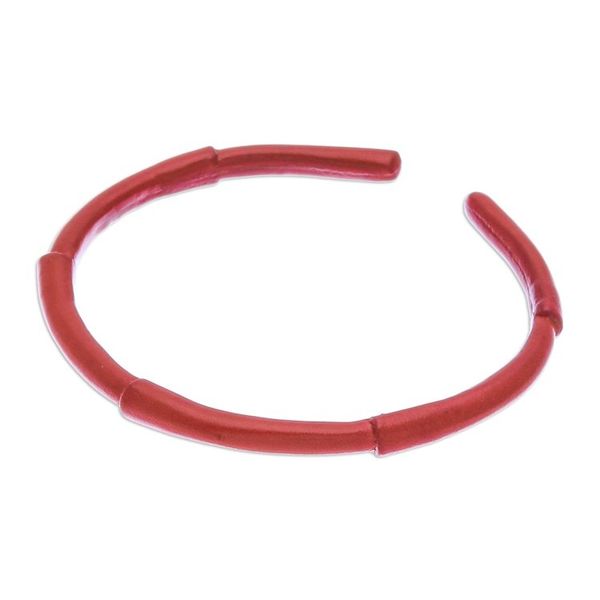 Alternate image for Bamboo-Inspired Adjustable Red Leather Cuff Bracelet Passionate Bamboo