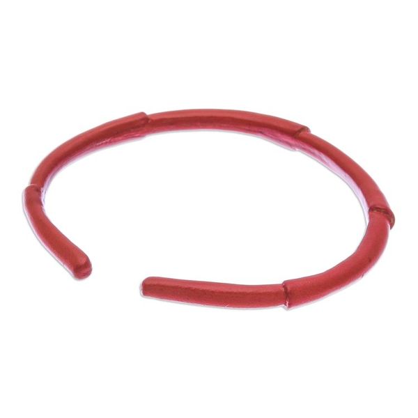 Alternate image for Bamboo-Inspired Adjustable Red Leather Cuff Bracelet Passionate Bamboo