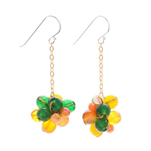 Alternate image for Multi-Gemstone Cluster Dangle Earrings in a Warm Palette Sunny Feelings