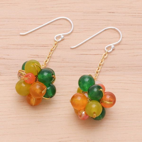 Alternate image for Multi-Gemstone Cluster Dangle Earrings in a Warm Palette Sunny Feelings