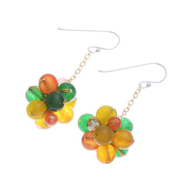 Alternate image for Multi-Gemstone Cluster Dangle Earrings in a Warm Palette Sunny Feelings