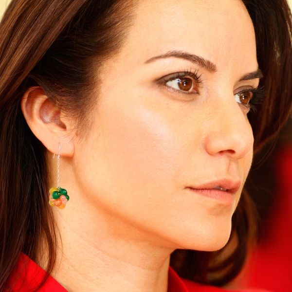 Alternate image for Multi-Gemstone Cluster Dangle Earrings in a Warm Palette Sunny Feelings