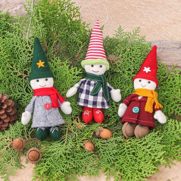 Alternate image for Set of Three Handmade Young Gnome Felt Ornaments Festive Gnomes