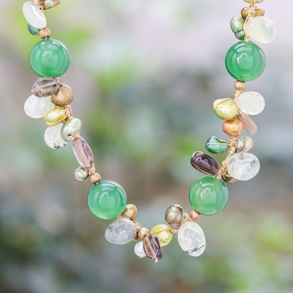 Alternate image for Multi-Gemstone Beaded Necklace with 18k Gold-Plated Clasp Spring Vibe