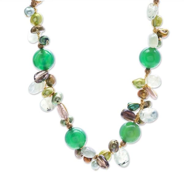 Alternate image for Multi-Gemstone Beaded Necklace with 18k Gold-Plated Clasp Spring Vibe