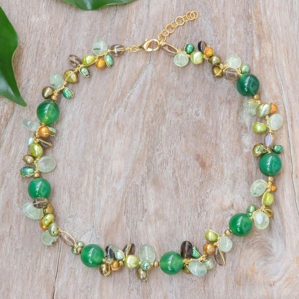 Alternate image for Multi-Gemstone Beaded Necklace with 18k Gold-Plated Clasp Spring Vibe