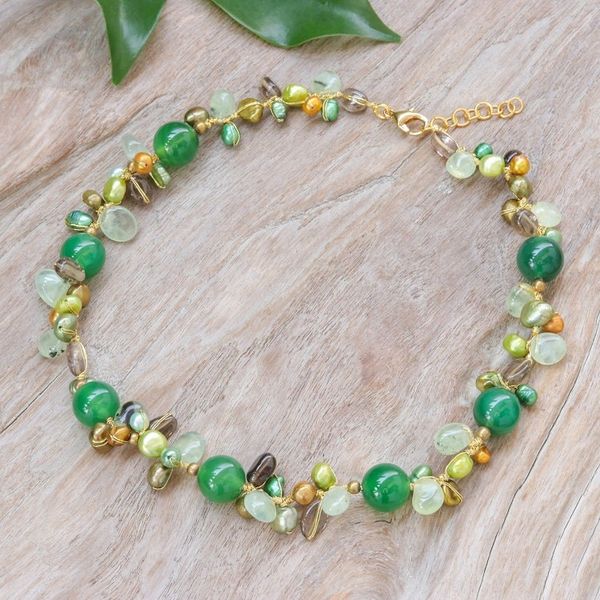 Alternate image for Multi-Gemstone Beaded Necklace with 18k Gold-Plated Clasp Spring Vibe
