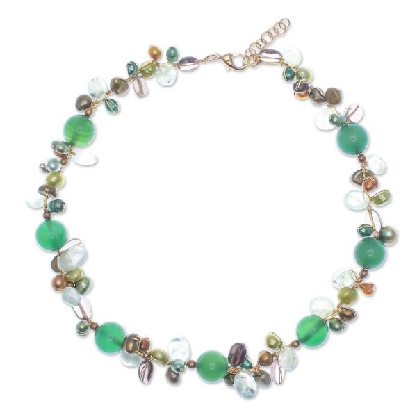 Alternate image for Multi-Gemstone Beaded Necklace with 18k Gold-Plated Clasp Spring Vibe