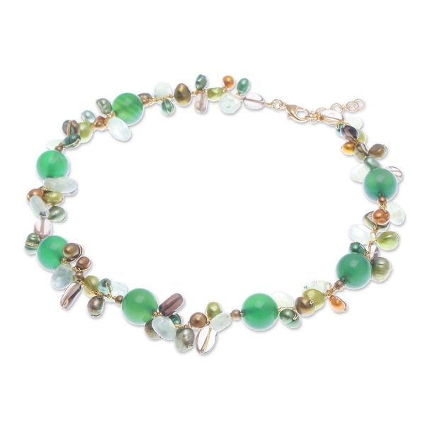 Alternate image for Multi-Gemstone Beaded Necklace with 18k Gold-Plated Clasp Spring Vibe