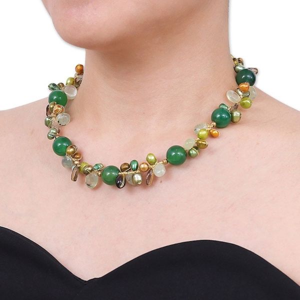 Alternate image for Multi-Gemstone Beaded Necklace with 18k Gold-Plated Clasp Spring Vibe