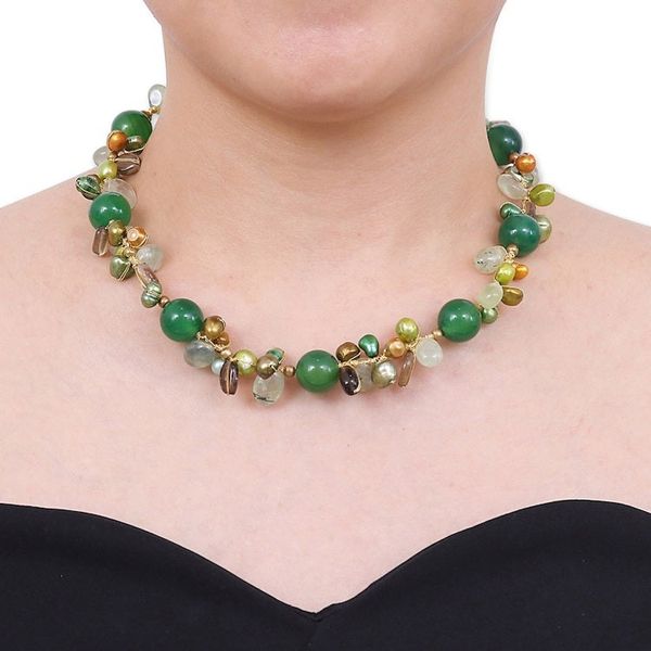 Alternate image for Multi-Gemstone Beaded Necklace with 18k Gold-Plated Clasp Spring Vibe