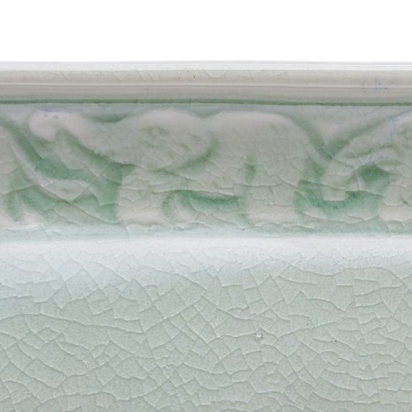 Alternate image for Handcrafted Elephant-Themed Celadon Ceramic Tray Divine Parade