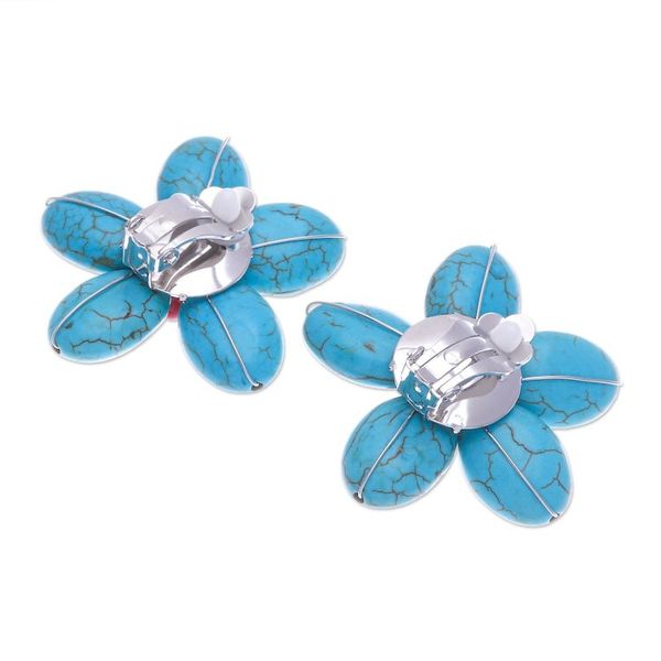 Alternate image for Floral Howlite and Glass Beaded Clip-On Earrings Summer Blossoming