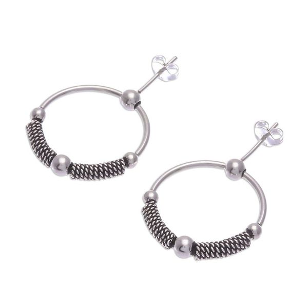 Alternate image for Modern Sterling Silver Dangle Earrings Crafted in Thailand Trendy Halo