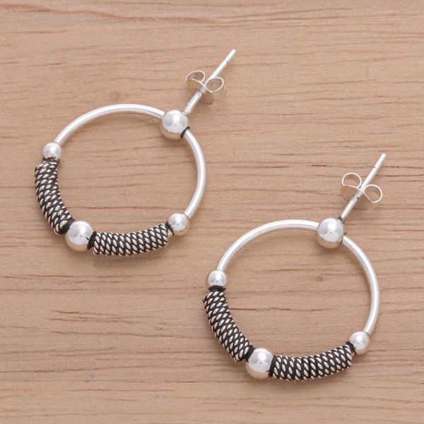 Alternate image for Modern Sterling Silver Dangle Earrings Crafted in Thailand Trendy Halo
