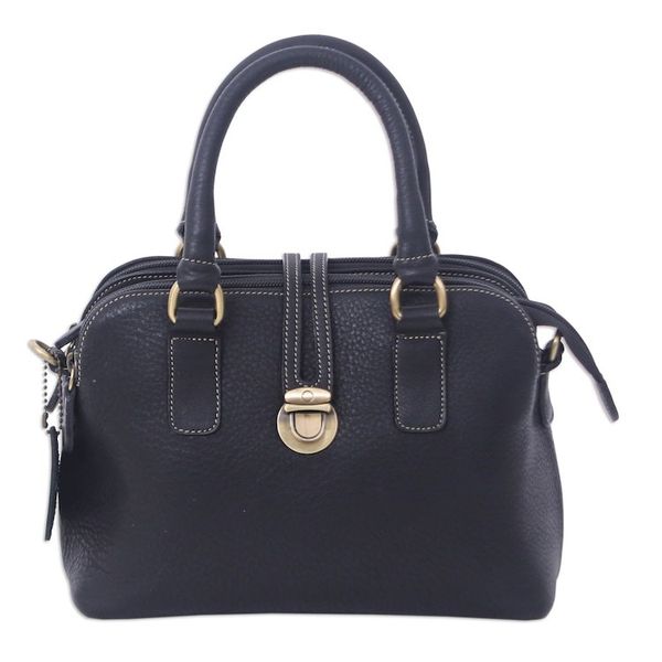 Alternate image for 100 Black Leather Handbag with Detachable Adjustable Strap Empress of the Night