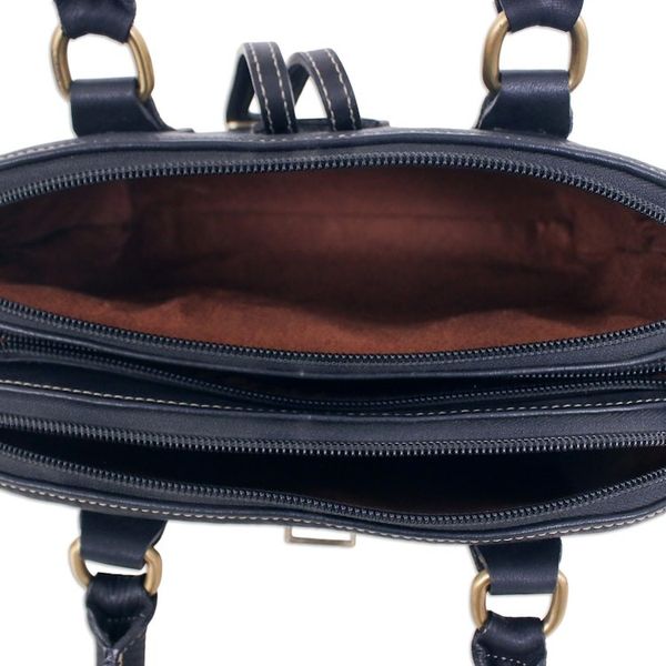 Alternate image for 100 Black Leather Handbag with Detachable Adjustable Strap Empress of the Night