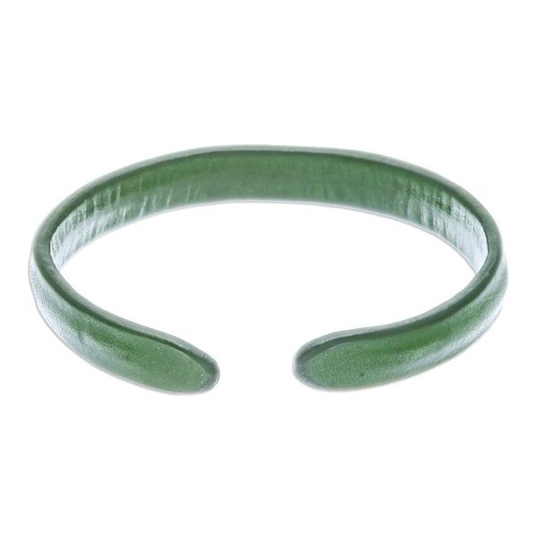 Alternate image for Handcrafted Modern Leather Cuff Bracelet in Green Simply Harmonious