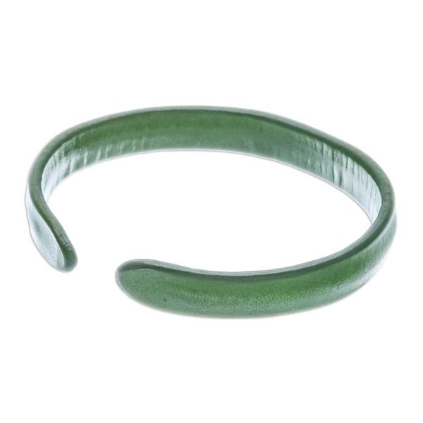 Alternate image for Handcrafted Modern Leather Cuff Bracelet in Green Simply Harmonious