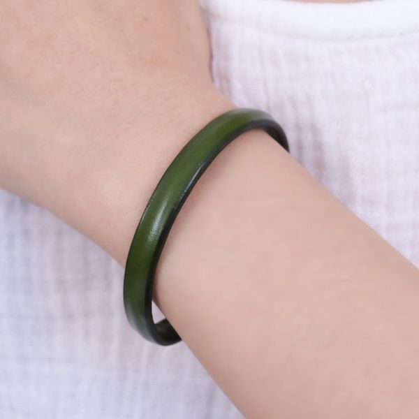 Alternate image for Handcrafted Modern Leather Cuff Bracelet in Green Simply Harmonious