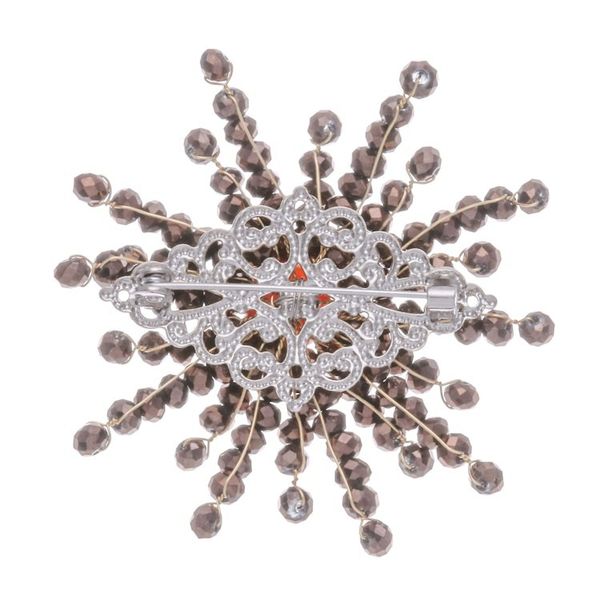Alternate image for Star-Shaped Orange Chalcedony and Glass Beaded Brooch The Evening Starlight