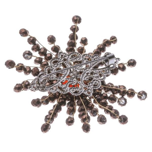 Alternate image for Star-Shaped Orange Chalcedony and Glass Beaded Brooch The Evening Starlight