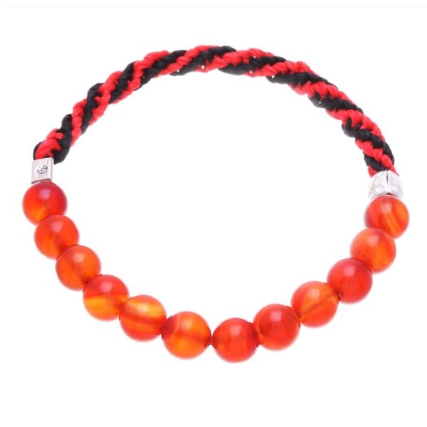Alternate image for Carnelian Beaded Stretch Bracelet in Red and Black Fearless Journey