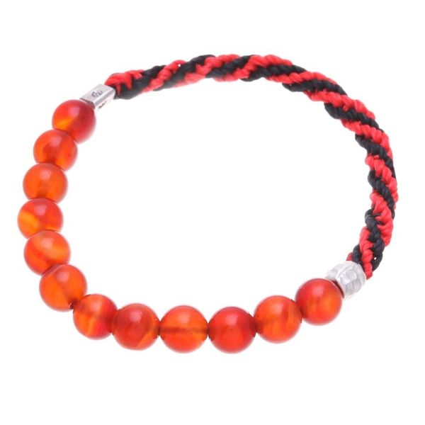 Alternate image for Carnelian Beaded Stretch Bracelet in Red and Black Fearless Journey