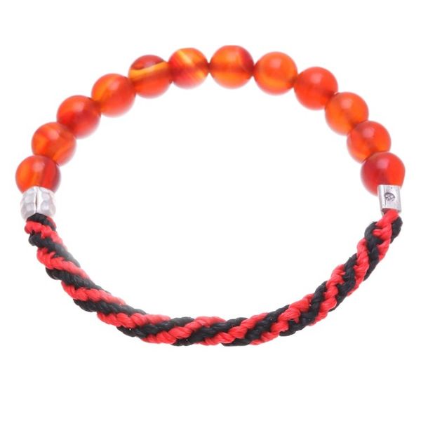 Alternate image for Carnelian Beaded Stretch Bracelet in Red and Black Fearless Journey