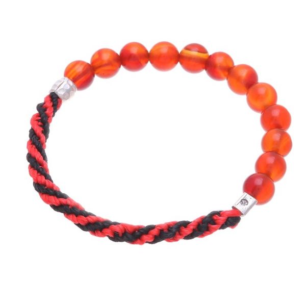 Alternate image for Carnelian Beaded Stretch Bracelet in Red and Black Fearless Journey